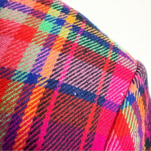 Lord & Taylor 100% Wool Gold Buttons Plaid Blazer Vintage - Picture 10 of 11